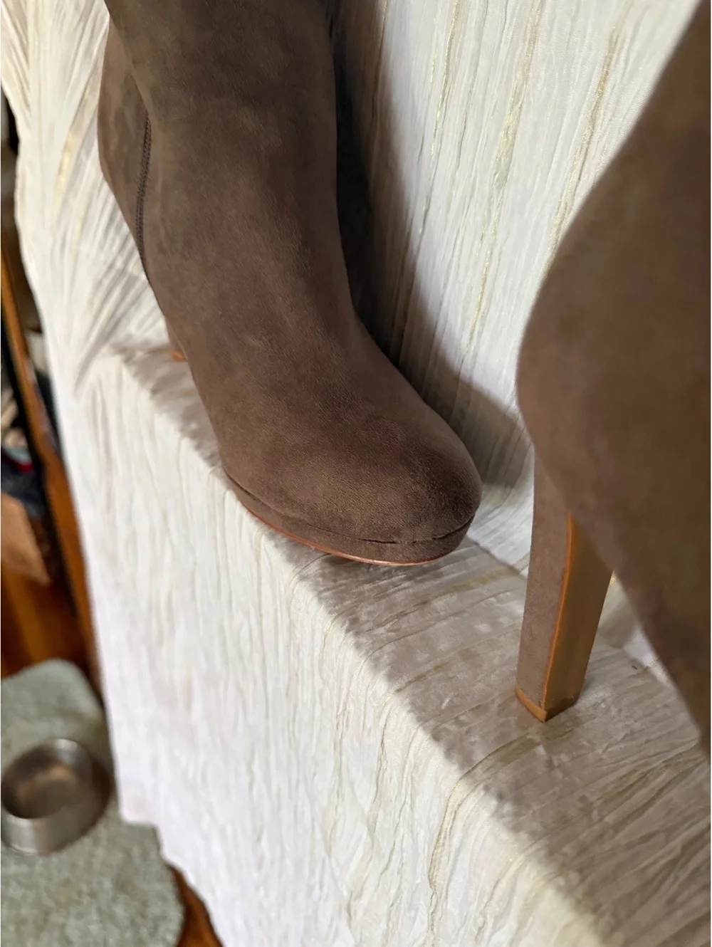 Women's Tall Brown Suede High Heel Boots